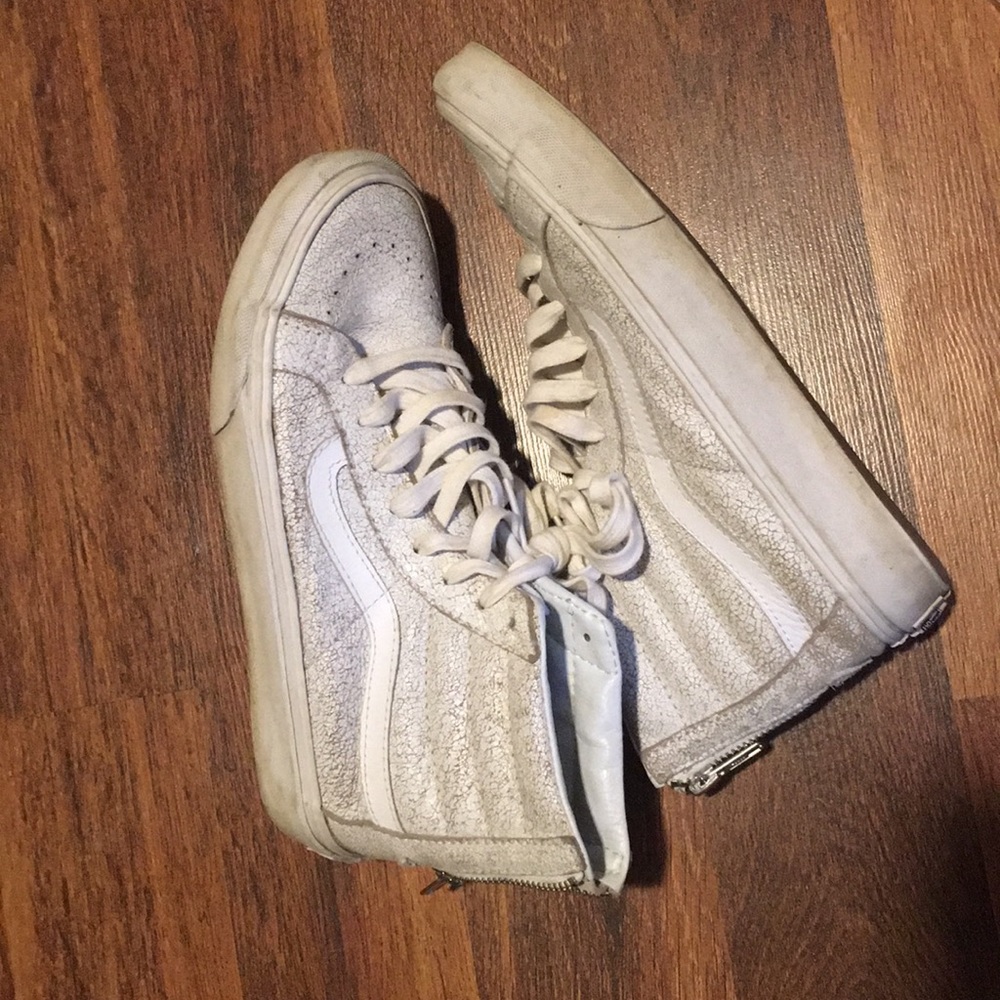 VANS white crackle high top sneakers 7.5 - Picture 5 of 8